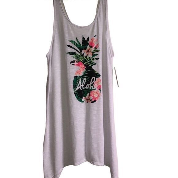 Arizona Jeans coverup Large floral tropical asymmetrical hem crisscross back NWT - Picture 1 of 5